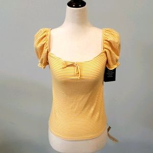 Reformation Yellow and White Striped Top BNWT